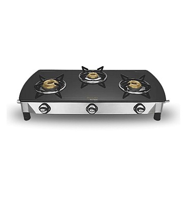 Preethi Blue Flame Blaze, 3 Burner Glass top Gas stove, 5 Yr Glass-Burner Warranty